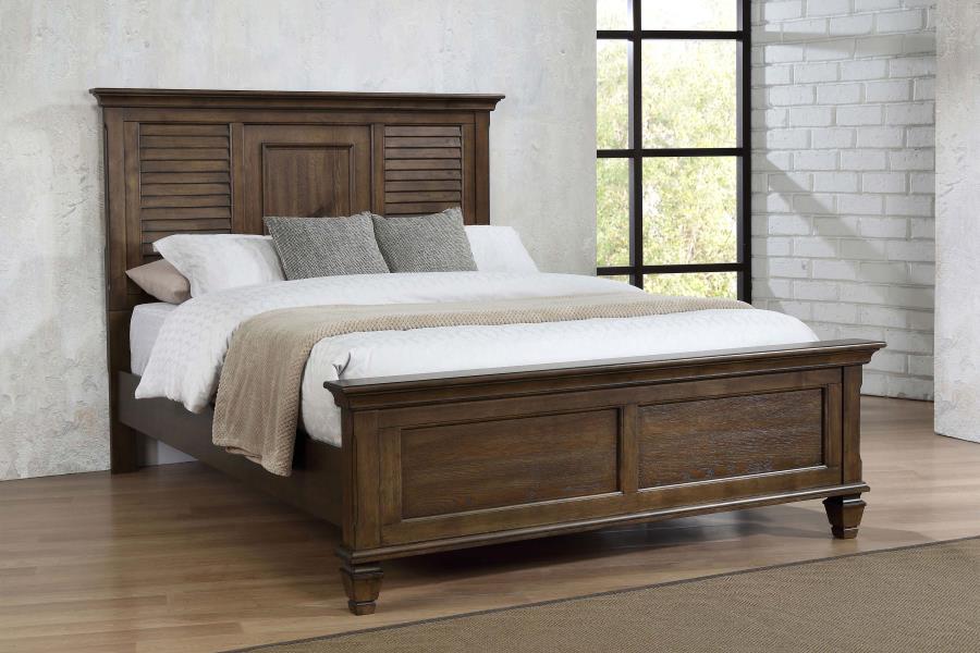 (image for) Franco Wood California King Panel Bed Burnished Oak