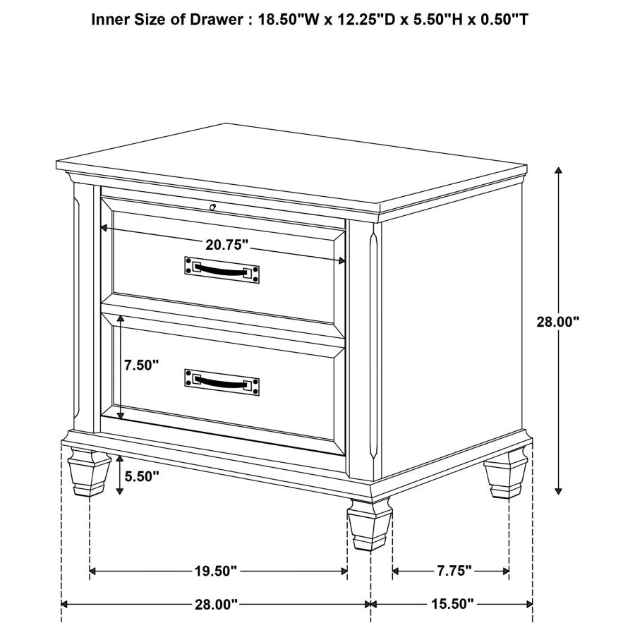 (image for) Franco 2-drawer Nightstand Burnished Oak