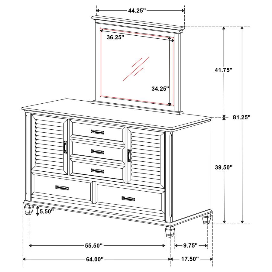 (image for) Franco 52-drawer Dresser with Mirror Burnished Oak