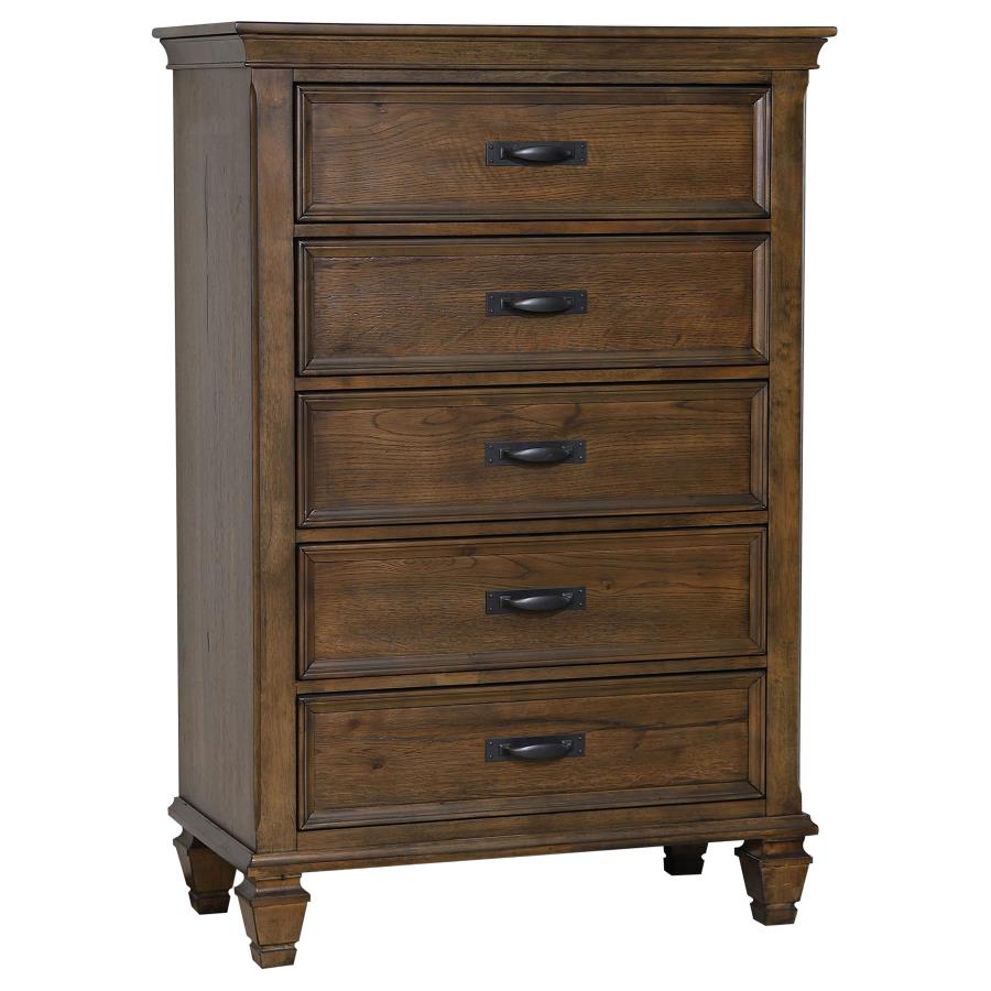 (image for) Franco 5-drawer Bedroom Chest Burnished Oak