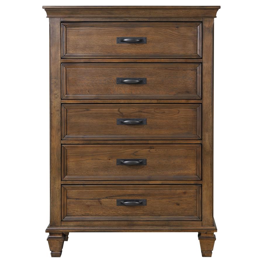 (image for) Franco 5-drawer Bedroom Chest Burnished Oak