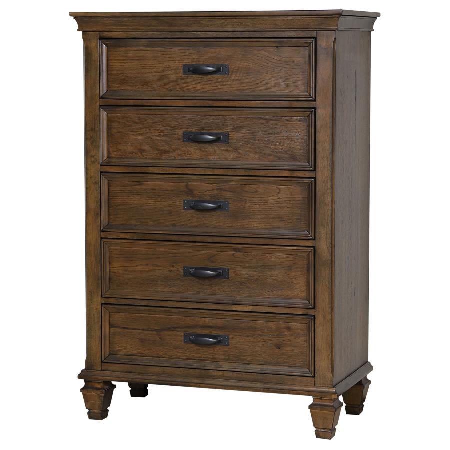 (image for) Franco 5-drawer Bedroom Chest Burnished Oak