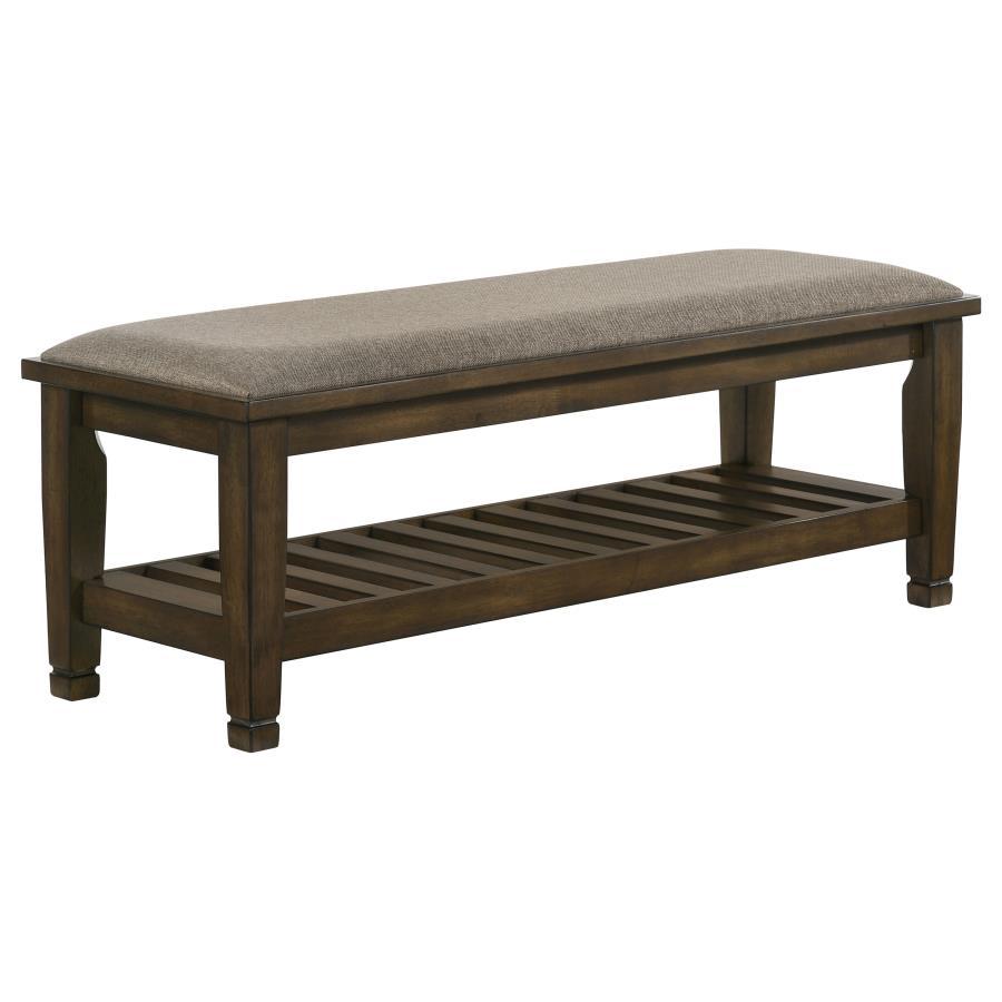 (image for) Franco Fabric Upholstered Bench with Shelf Burnished Oak