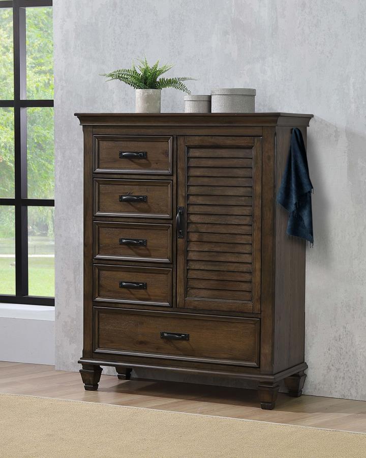 (image for) Franco 5-drawer Door Chest Burnished Oak