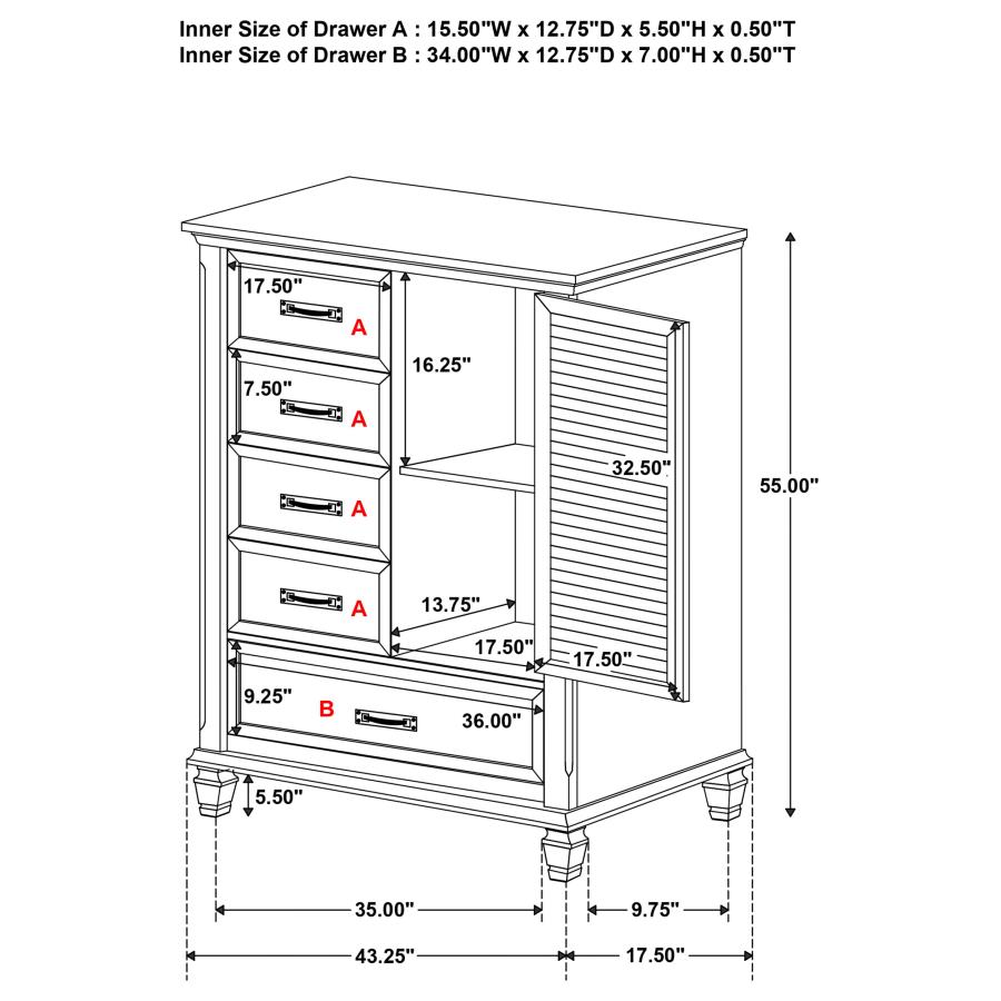 (image for) Franco 5-drawer Door Chest Burnished Oak