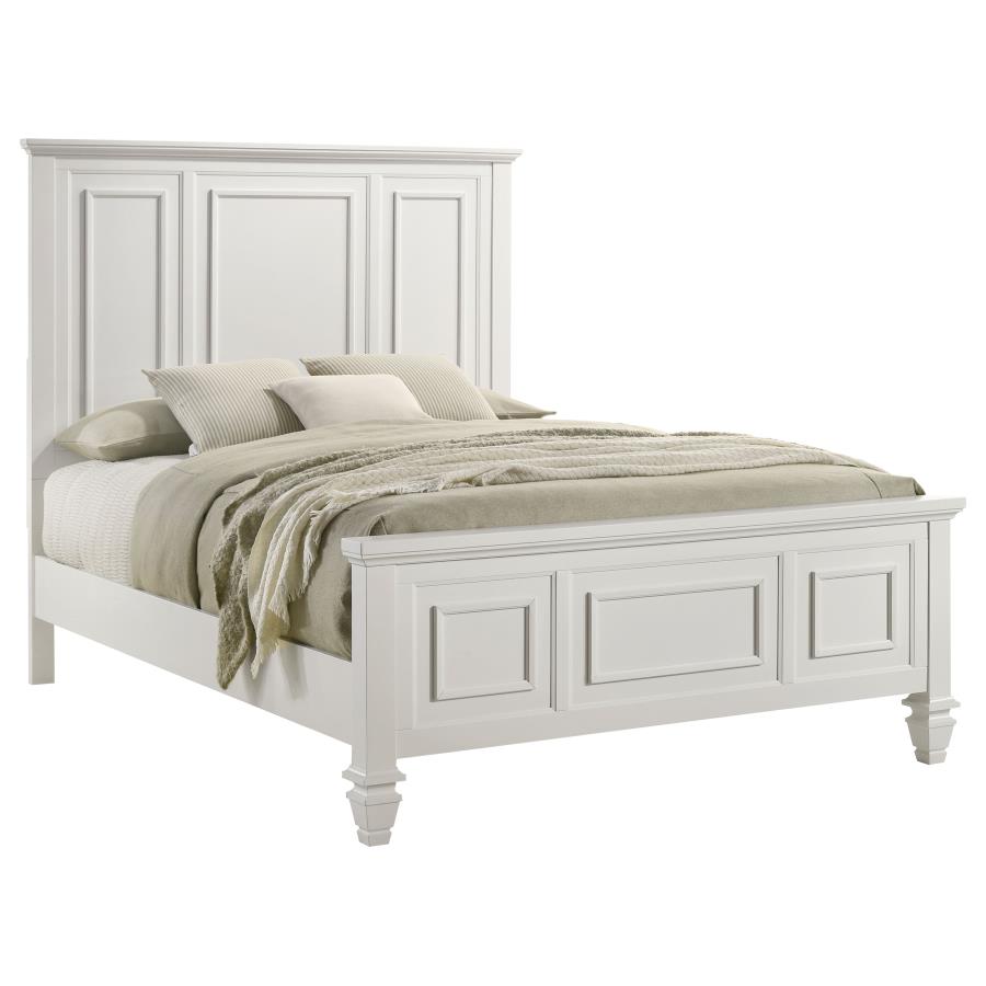 (image for) Sandy Beach Wood California King Panel Bed Cream White