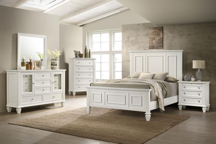 (image for) Sandy Beach Wood California King Panel Bed Cream White