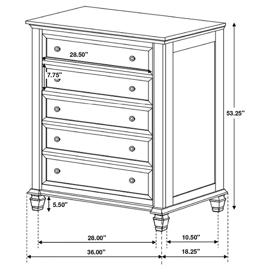 (image for) Sandy Beach 5-piece Queen Bedroom Set Cream White