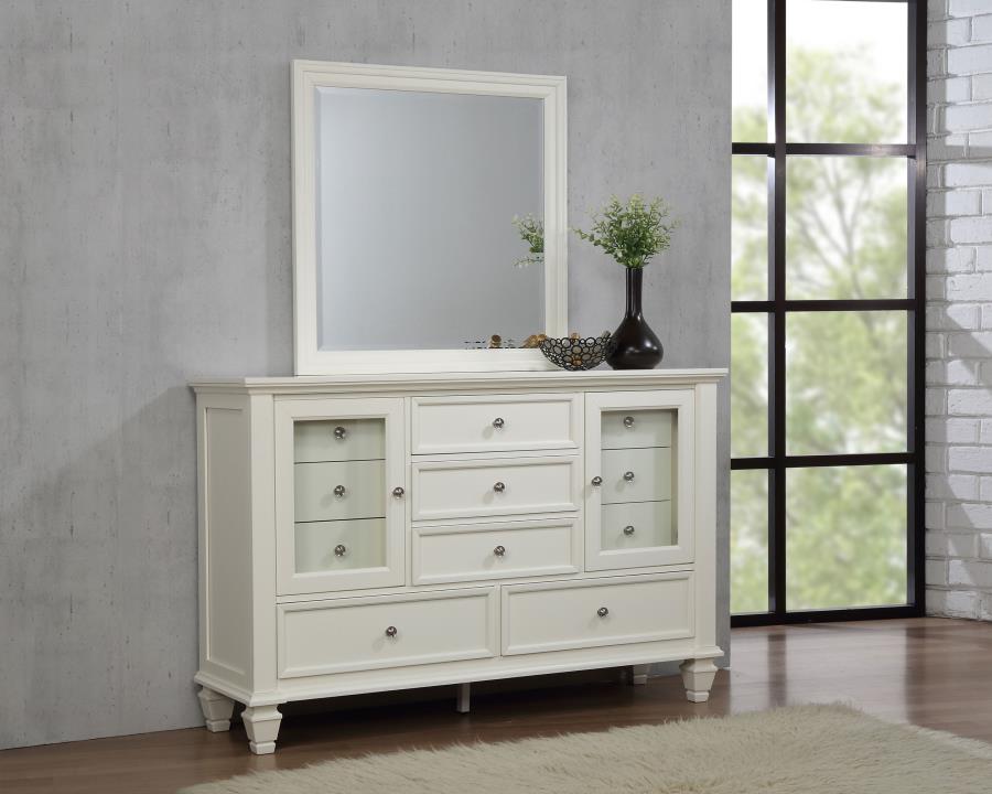 (image for) Sandy Beach 11-drawer Dresser with Mirror Cream White