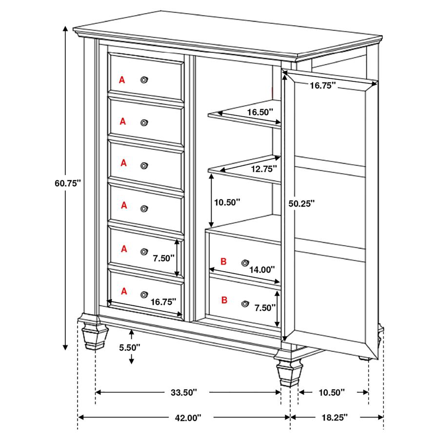 (image for) Sandy Beach 8-drawer Door Chest Cream White