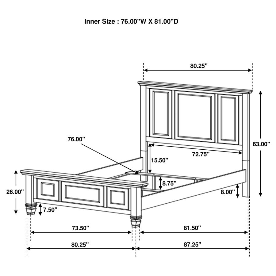 (image for) Sandy Beach Wood Eastern King Panel Bed Black