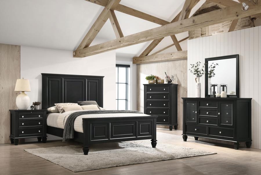 (image for) Sandy Beach Wood Eastern King Panel Bed Black