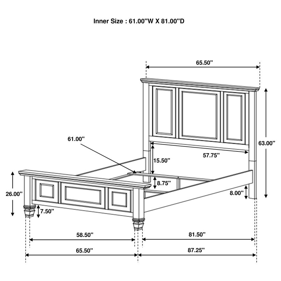 (image for) Sandy Beach Wood Queen Panel Bed Black