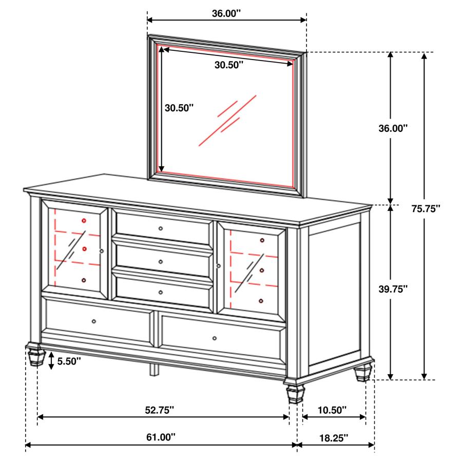 (image for) Sandy Beach 11-drawer Dresser with Mirror Black