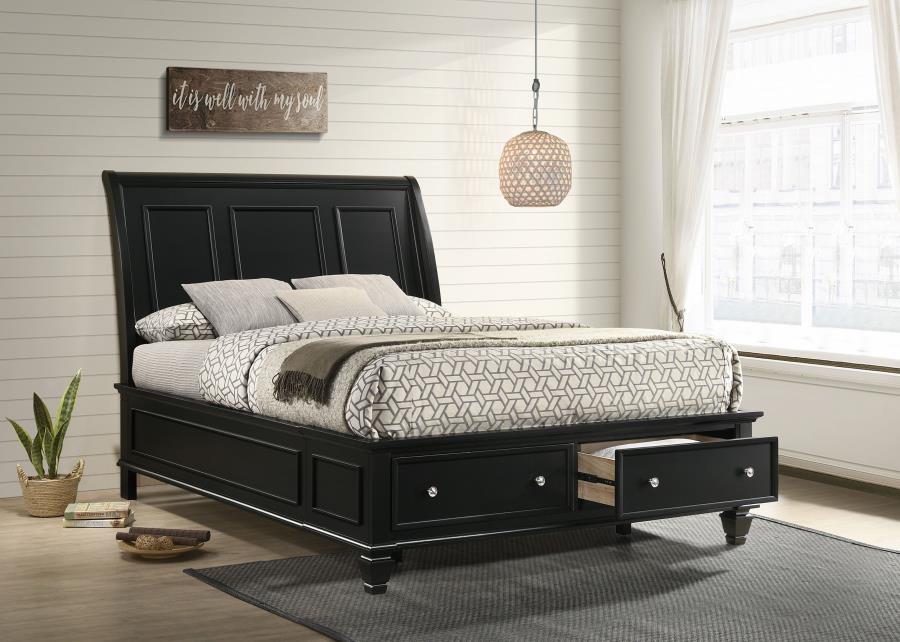 (image for) Sandy Beach Wood Eastern King Storage Panel Bed Black