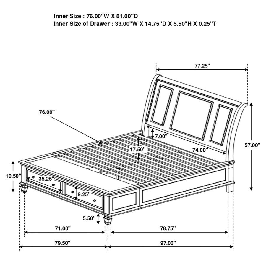 (image for) Sandy Beach Wood Eastern King Storage Panel Bed Black