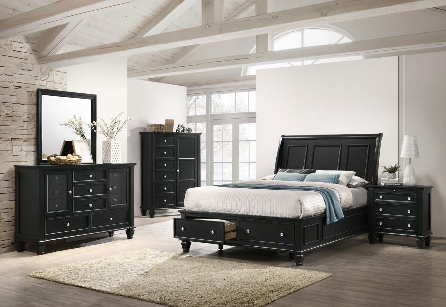 (image for) Sandy Beach Wood Eastern King Storage Panel Bed Black