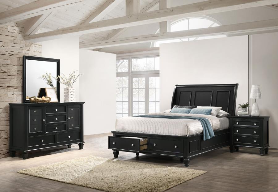 (image for) Sandy Beach 4-piece Queen Bedroom Set Black