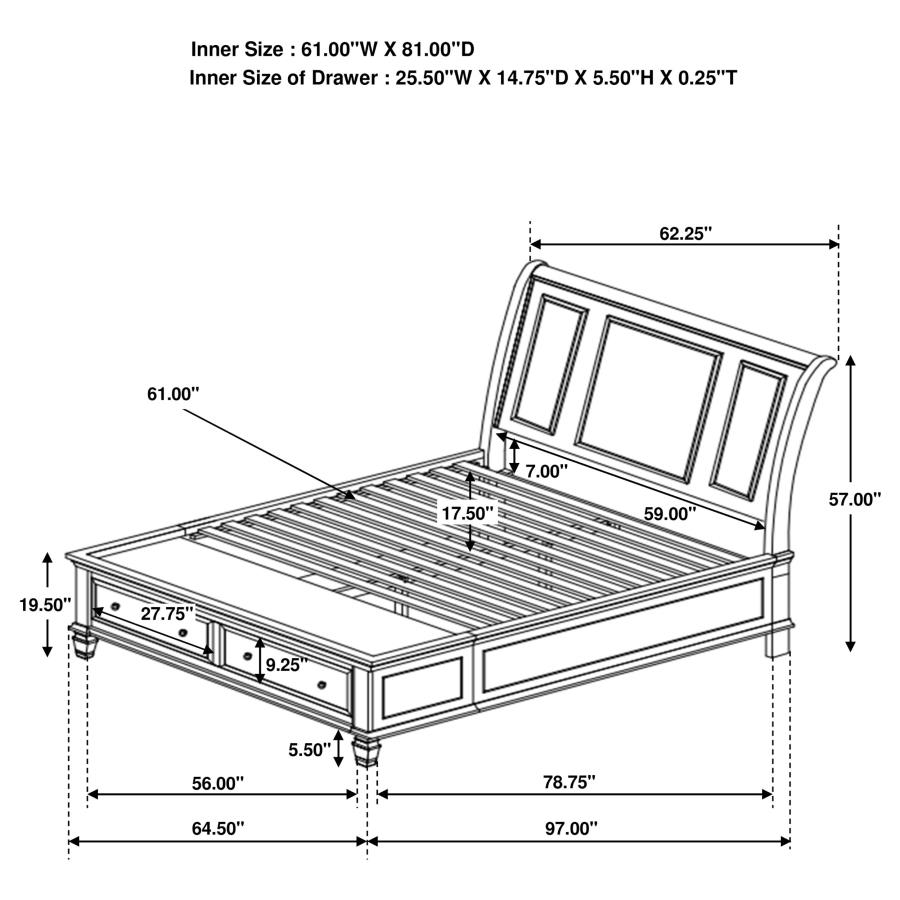 (image for) Sandy Beach Wood Queen Storage Panel Bed Black