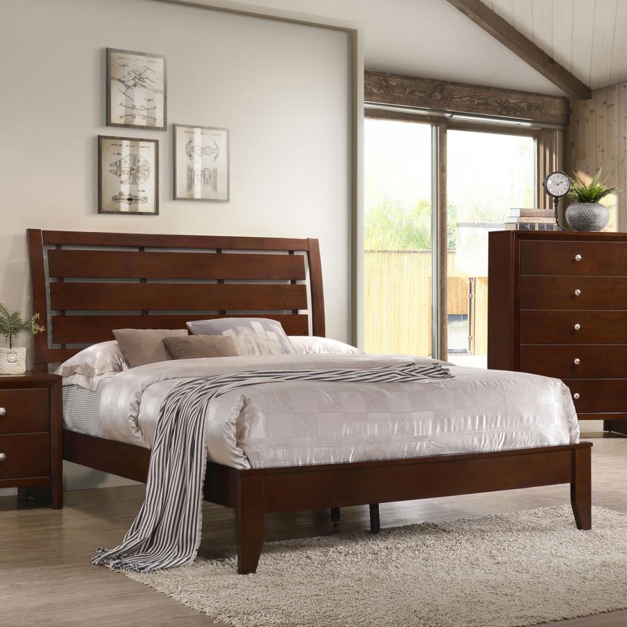 (image for) Serenity Wood California King Panel Bed Rich Merlot