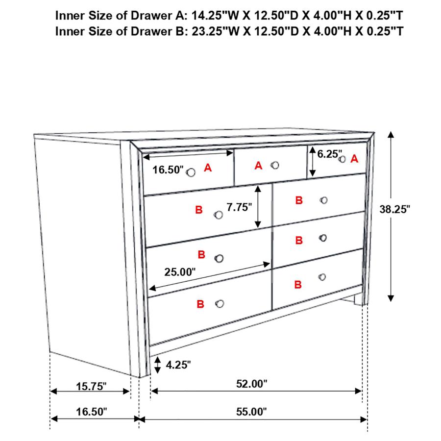 (image for) Serenity 9-drawer Dresser Rich Merlot