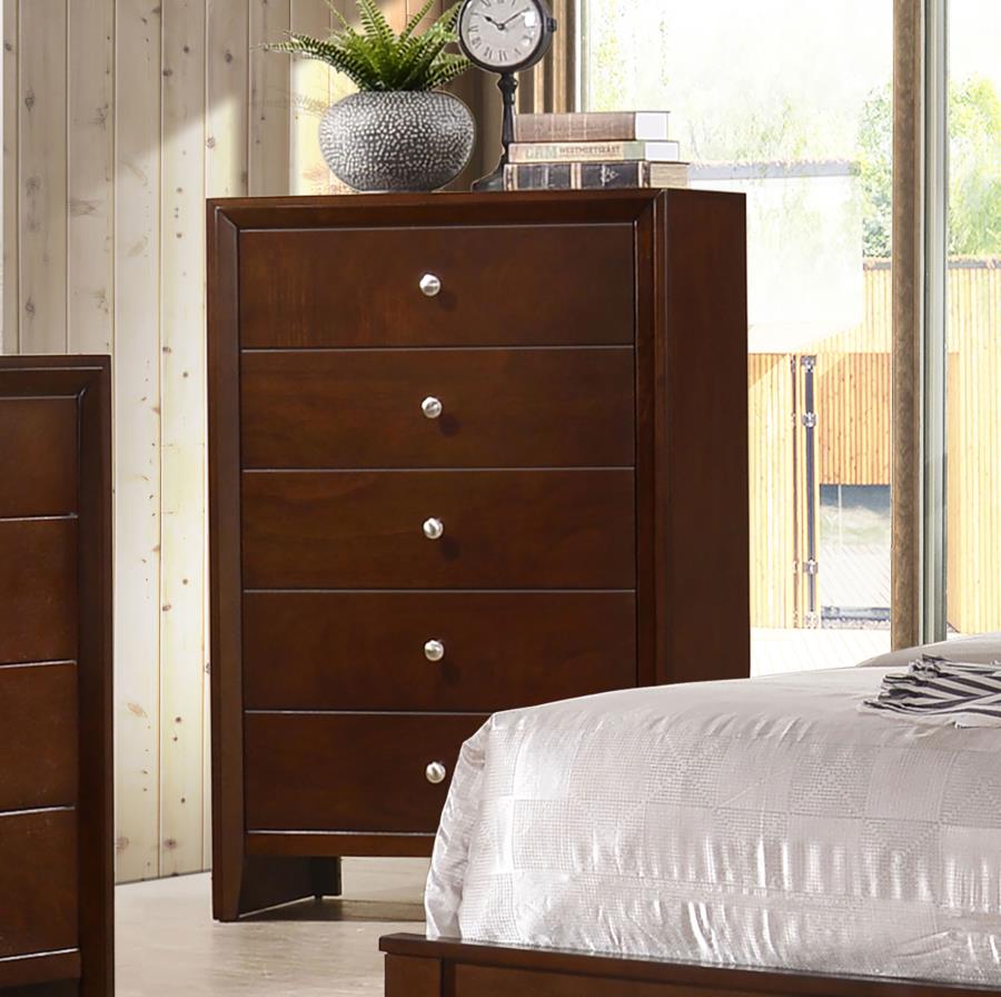 (image for) Serenity 5-drawer Bedroom Chest Rich Merlot