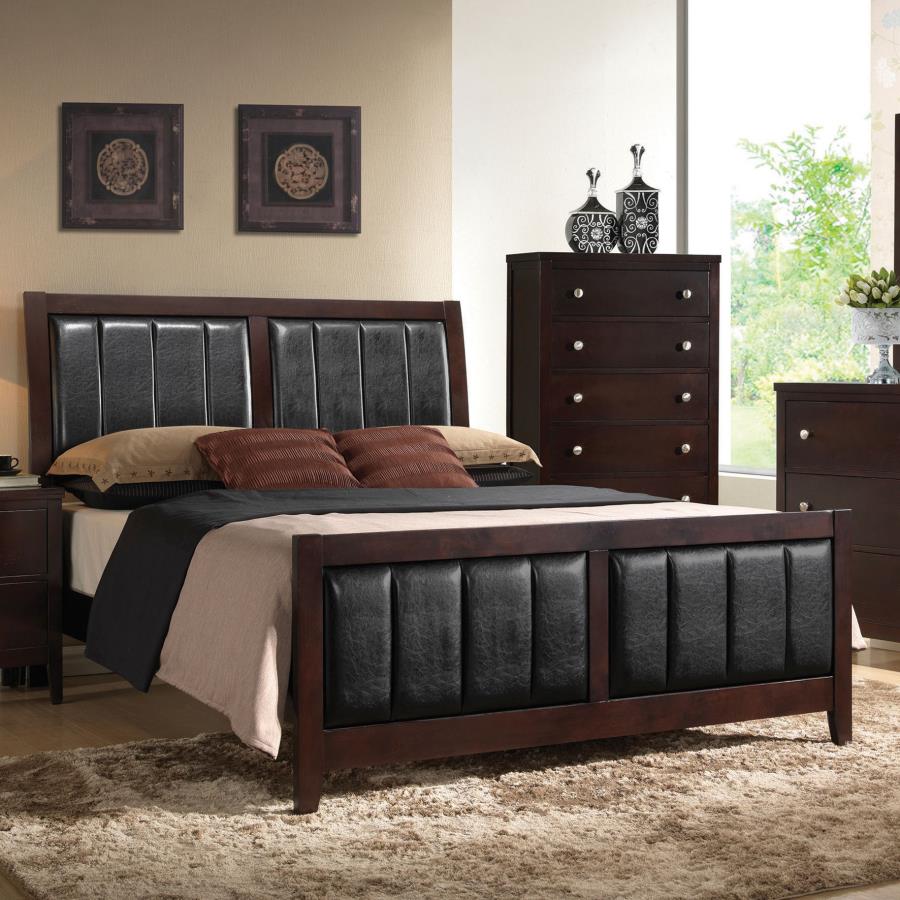 (image for) Carlton Wood Eastern King Panel Bed Cappuccino