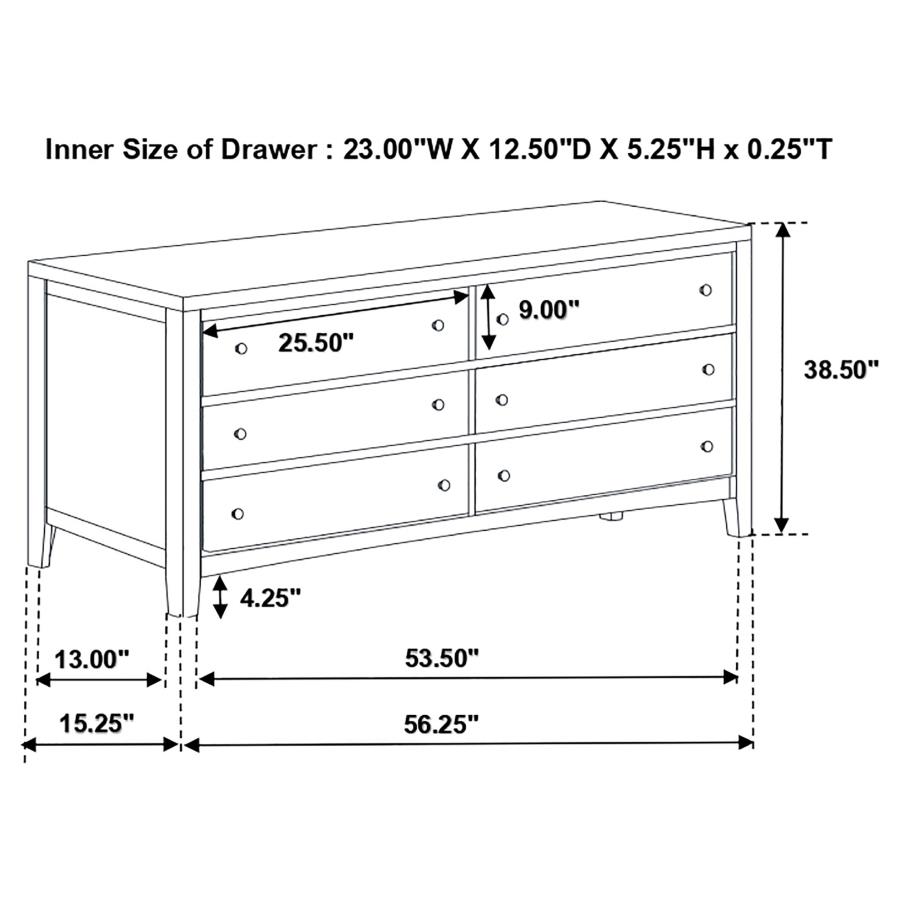 (image for) Carlton 6-drawer Dresser Cappuccino