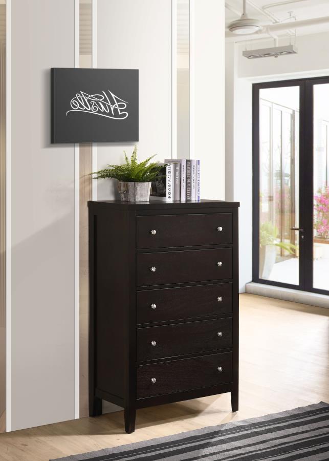 (image for) Carlton 5-drawer Bedroom Chest Cappuccino