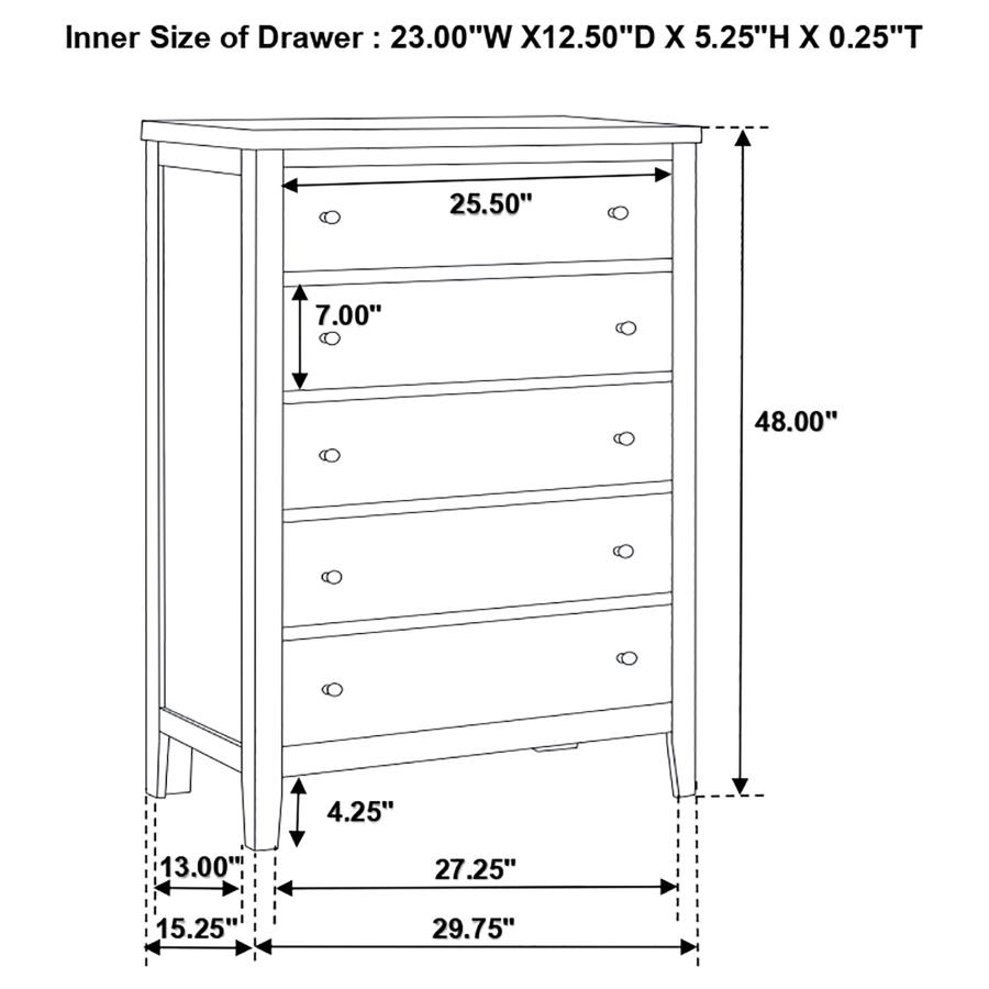 (image for) Carlton 5-drawer Bedroom Chest Cappuccino