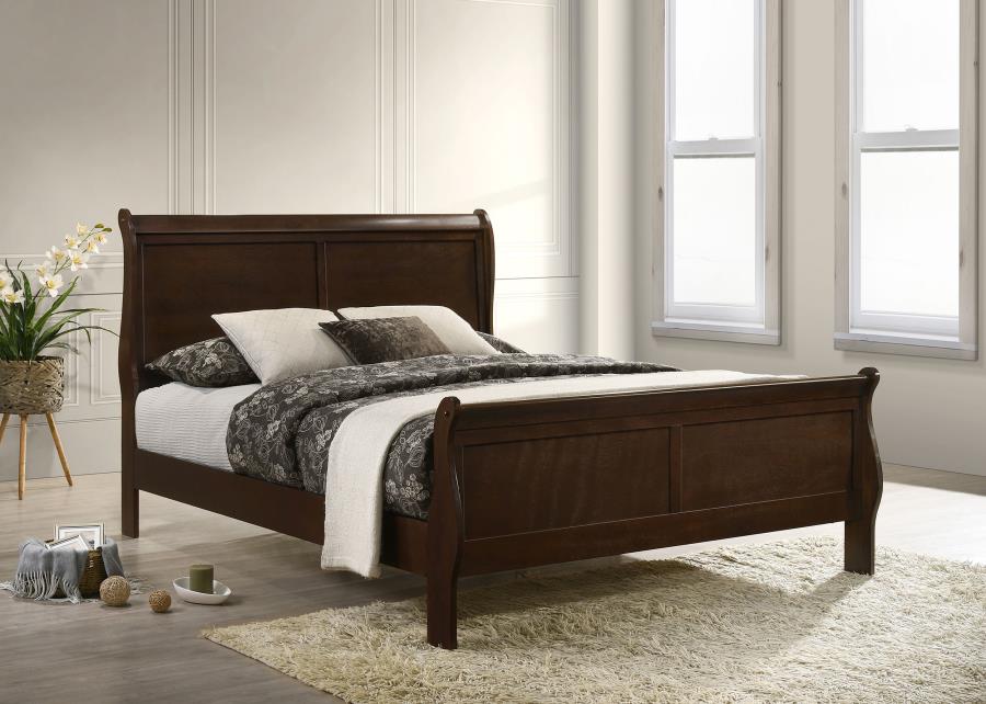 (image for) Louis Philippe Wood Queen Sleigh Bed Cappuccino