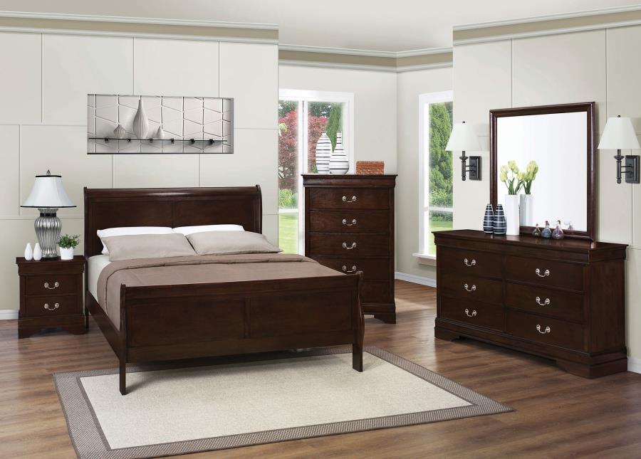 (image for) Louis Philippe Wood Queen Sleigh Bed Cappuccino