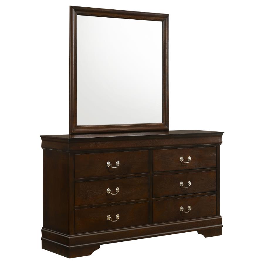 (image for) Louis Philippe 6-drawer Dresser with Mirror Cappuccino