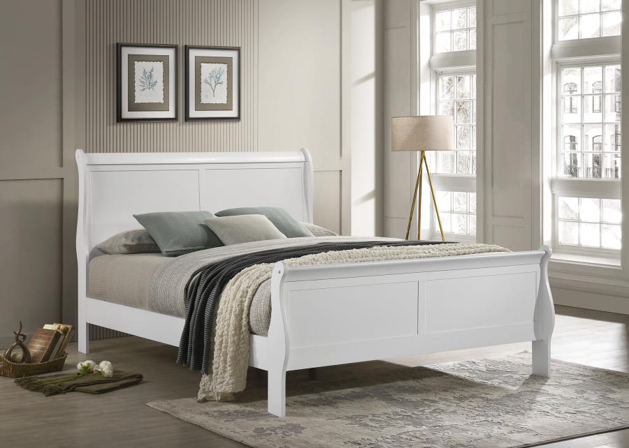 (image for) Louis Philippe 47-inch Eastern King Sleigh Panel Bed White