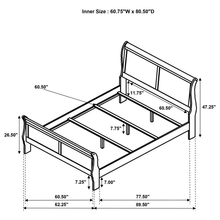 (image for) Louis Philippe 47-inch Queen Sleigh Panel Bed White