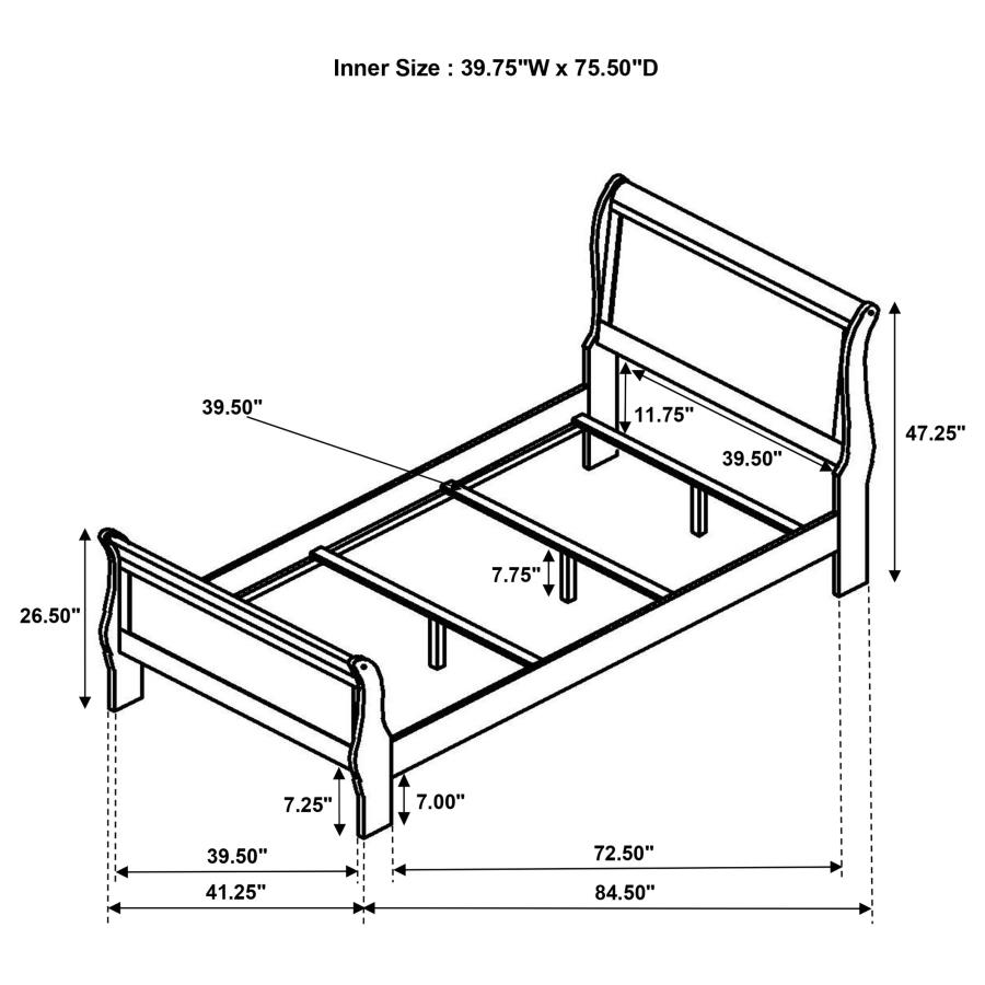 (image for) Louis Philippe 47-inch Twin Sleigh Panel Bed White