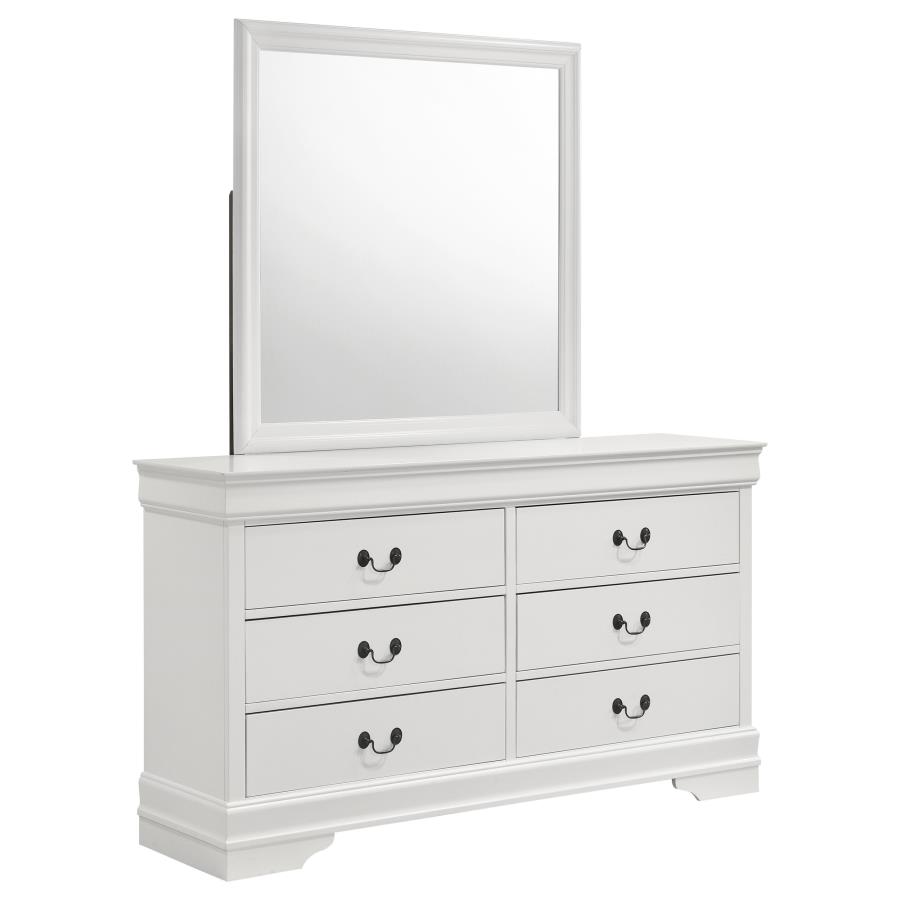 (image for) Louis Philippe 6-drawer Dresser and Mirror White - Click Image to Close