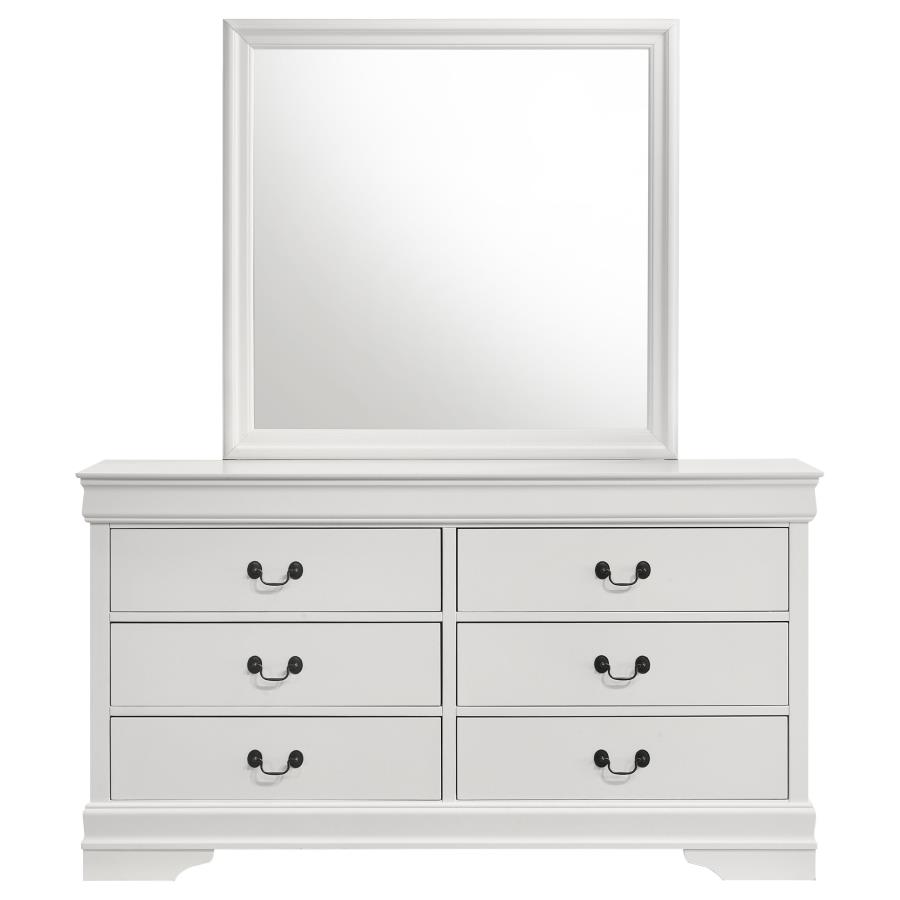 (image for) Louis Philippe 6-drawer Dresser and Mirror White