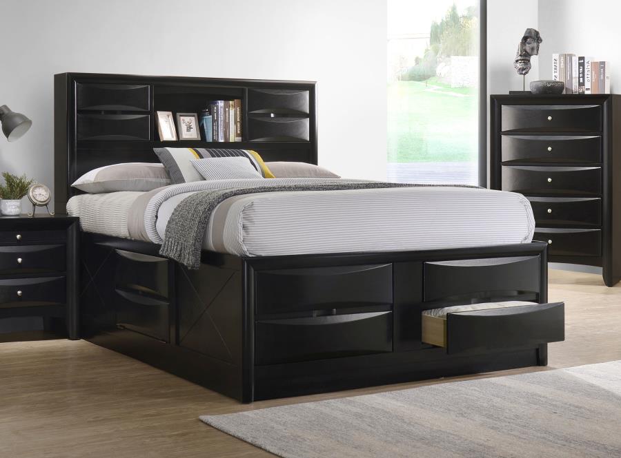 (image for) Briana Wood Eastern King Storage Bookcase Bed Black