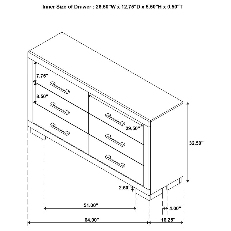 (image for) Jessica 5-piece Eastern King LED Bedroom Set Cream White