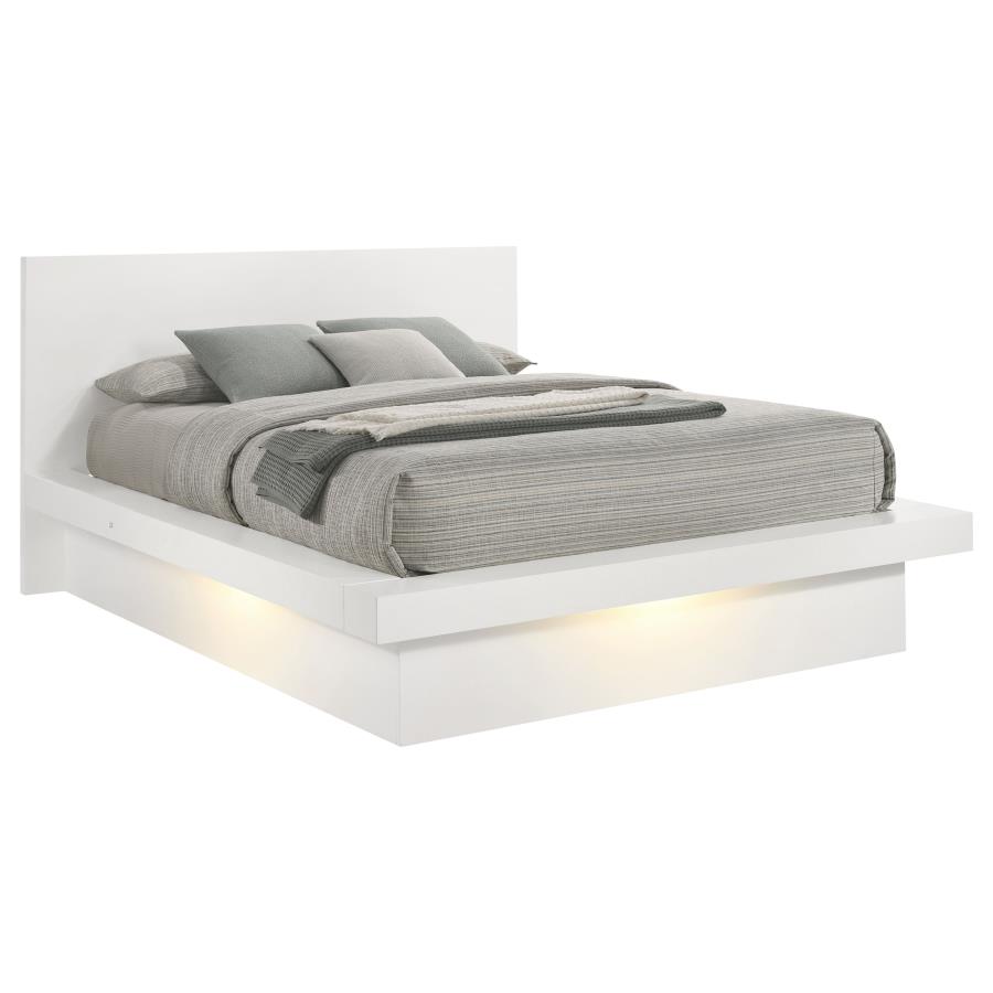 (image for) Jessica Wood Eastern King LED Panel Bed Cream White