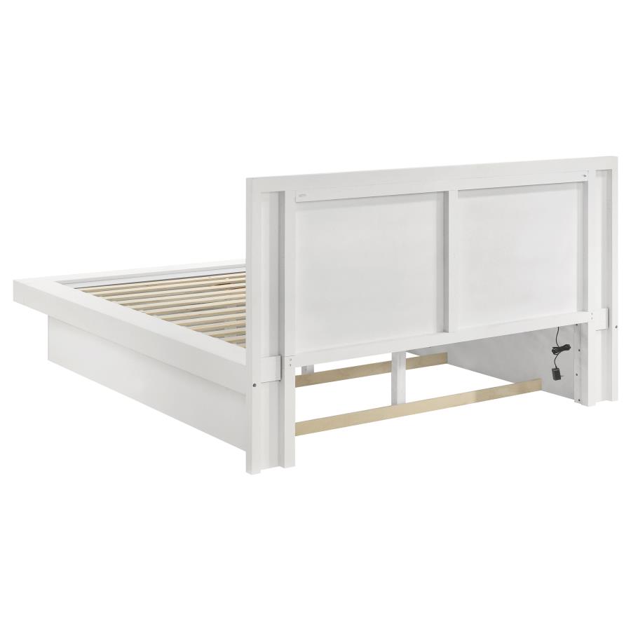 (image for) Jessica Wood Eastern King LED Panel Bed Cream White