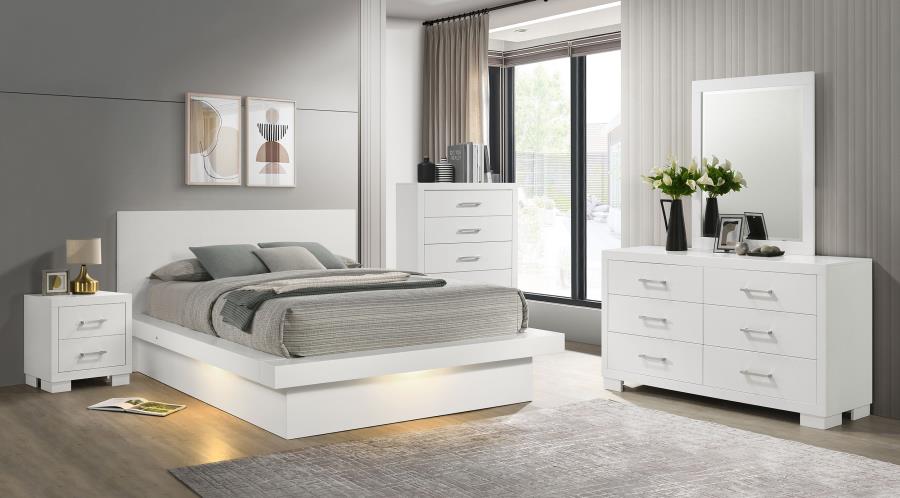 (image for) Jessica 5-piece Queen LED Bedroom Set Cream White