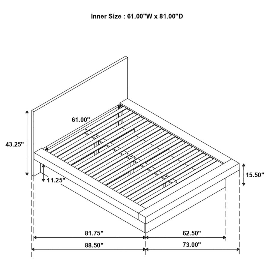 (image for) Jessica Wood Queen LED Panel Bed Cream White