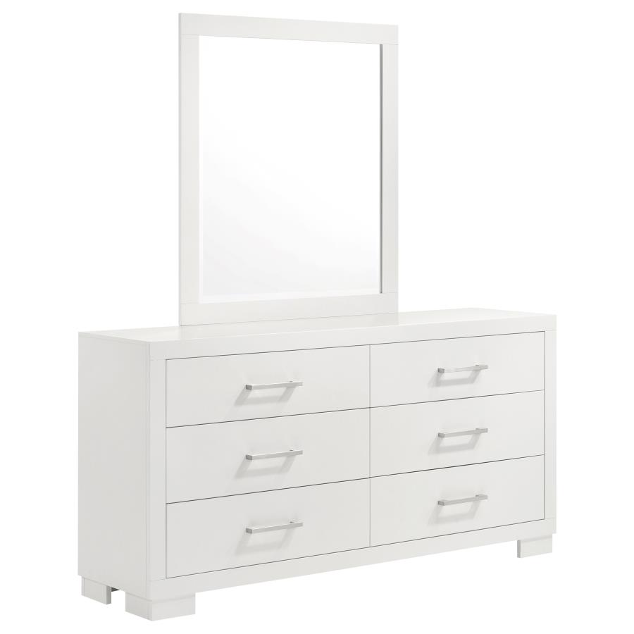 (image for) Jessica 6-drawer Dresser with Mirror Cream White