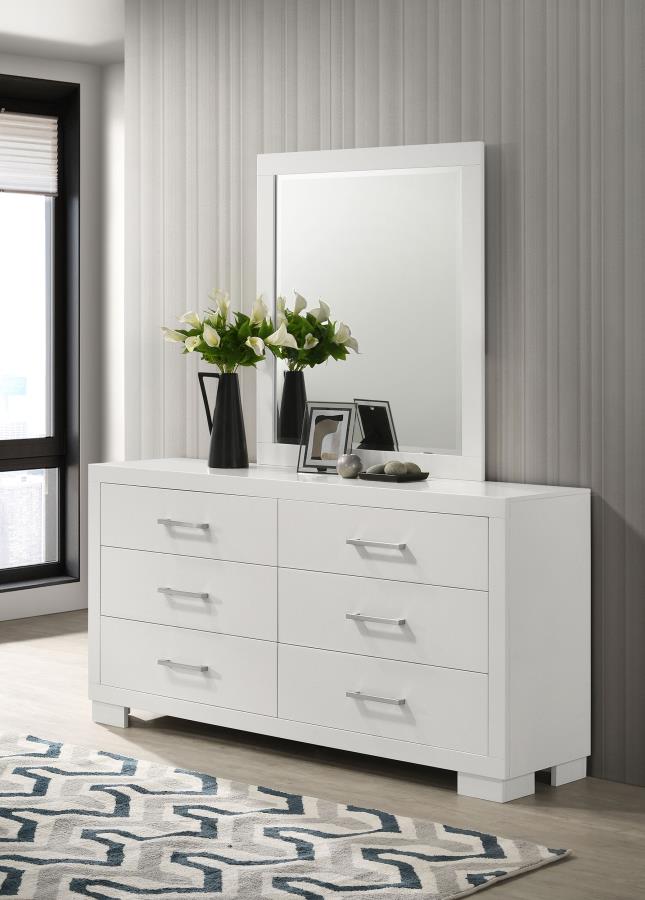 (image for) Jessica 6-drawer Dresser with Mirror Cream White