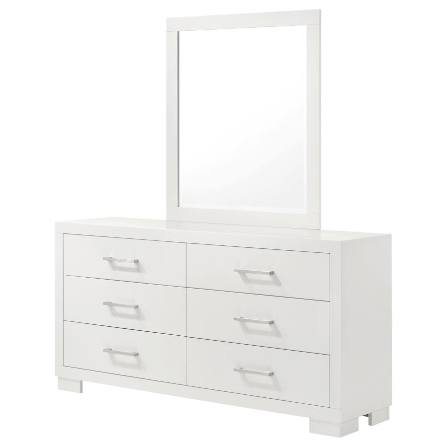 (image for) Jessica 6-drawer Dresser with Mirror Cream White