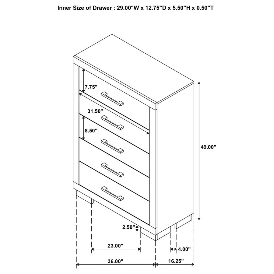 (image for) Jessica 5-drawer Bedroom Chest Cream White