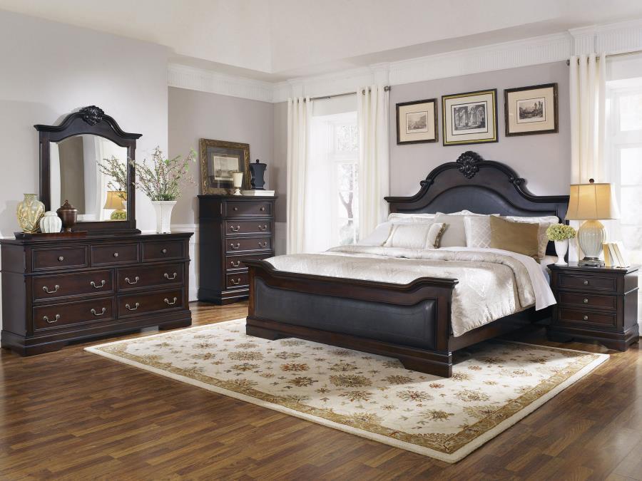 (image for) Cambridge 4-piece Eastern King Bedroom Set Cappuccino - Click Image to Close