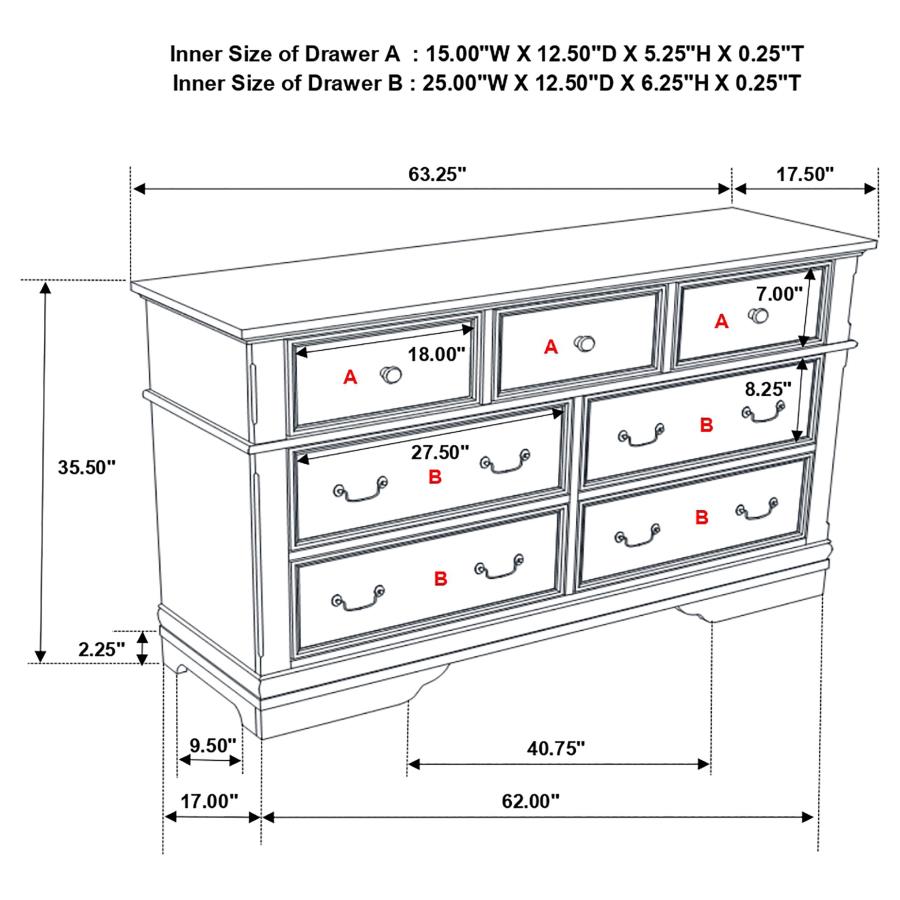 (image for) Cambridge 7-drawer Dresser Cappuccino